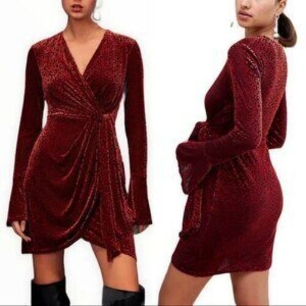 NWT C/Meo Collective Breakthrough‎ Velvet Mini Dress XL Whimsigoth Fairy